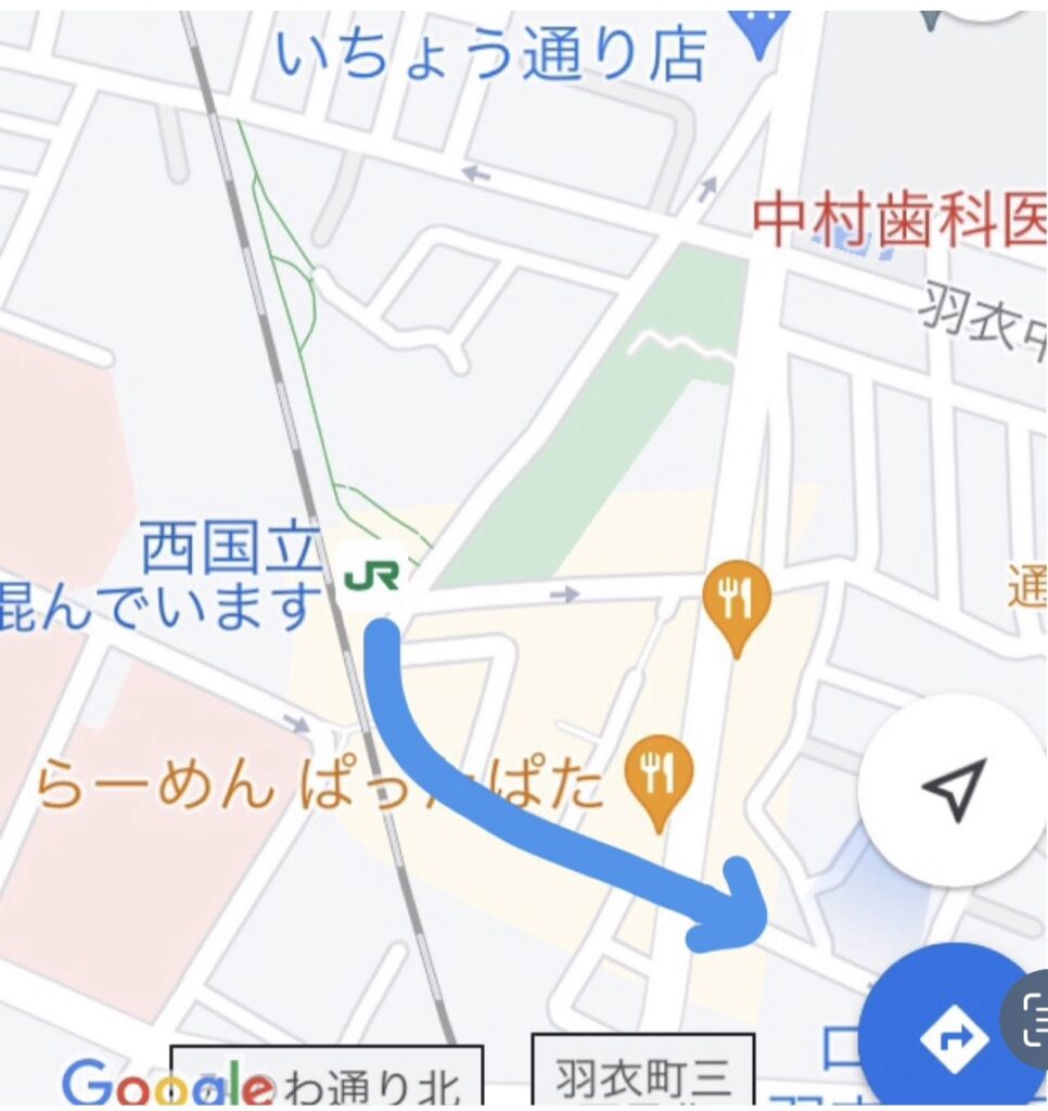 立川市羽衣町 西国立駅徒歩4分 メープル音楽教室の 教室位置概要。