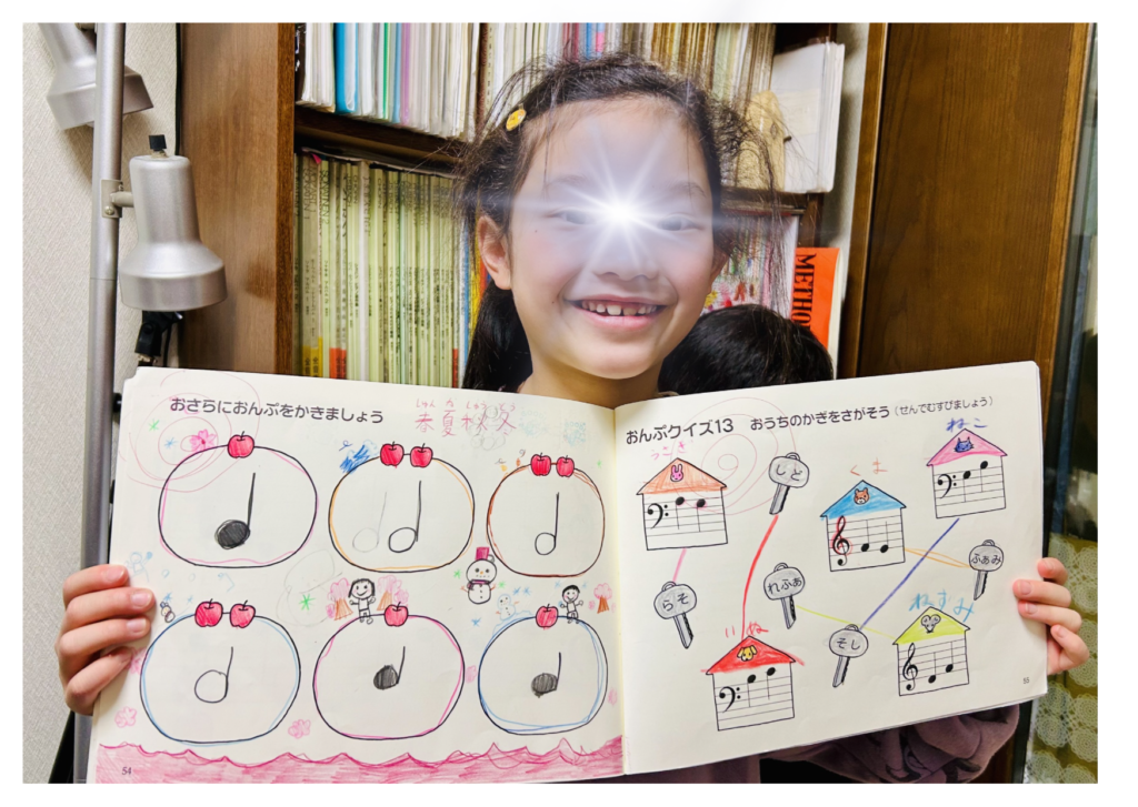 立川市羽衣町 ピアノ・リトミック・ボーカル メープルミュージック 音符もバッチリ、色もバッチリ、音楽的センスの良さが光っています！